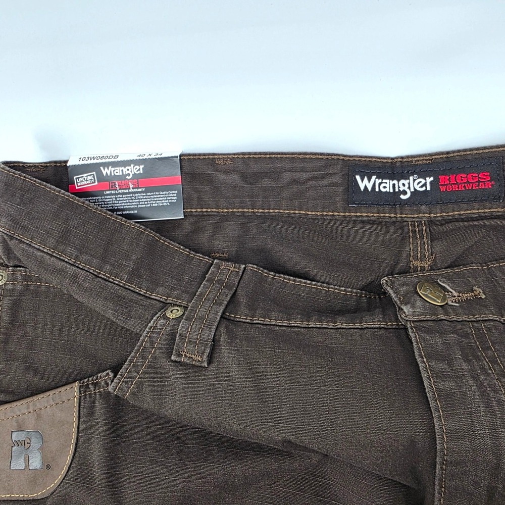 Wrangler Riggs Workwear Ranger Cargo Pants Brown Ripstop 40  Rugged - Picture 3 of 5